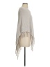 Repeat Cashmere 100% Cotton Gray Ivory Poncho Size XXS - photo 4