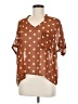 Lush Polka Dots Brown Short Sleeve Blouse Size M - photo 1