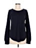 Ann Taylor 100% Polyester Blue Black Long Sleeve Top Size M - photo 1