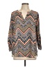 C established 1946 100% Polyester Chevron-herringbone Blue 3/4 Sleeve Blouse Size L - photo 1
