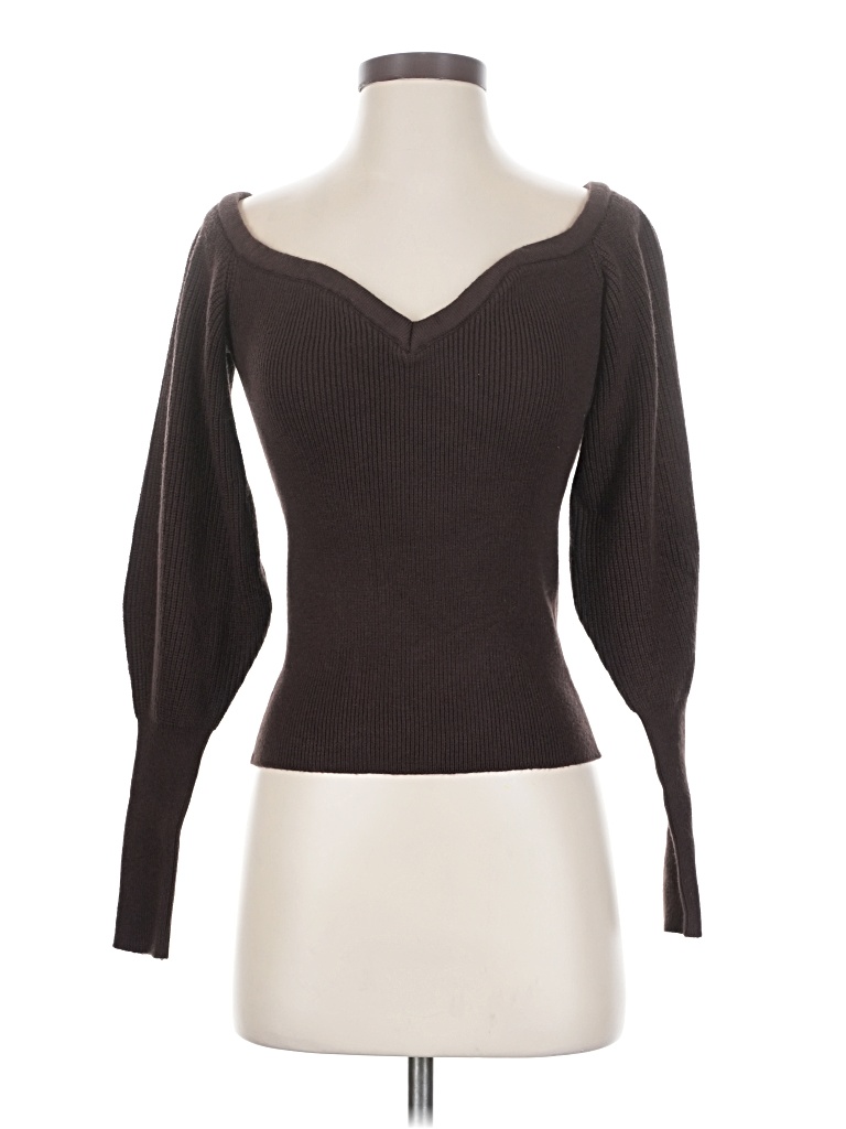 Pre-owned Express Long Sleeve Top Brown Sweetheart Neckline Tops