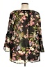 Relativity 100% Polyester Black 3/4 Sleeve Blouse Size XL - photo 2