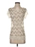 IISLI Chevron-herringbone Ivory Short Sleeve Top Size XXS - photo 1