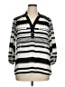 Hollywould 100% Polyester Stripes Silver 3/4 Sleeve Blouse Size XL - photo 1