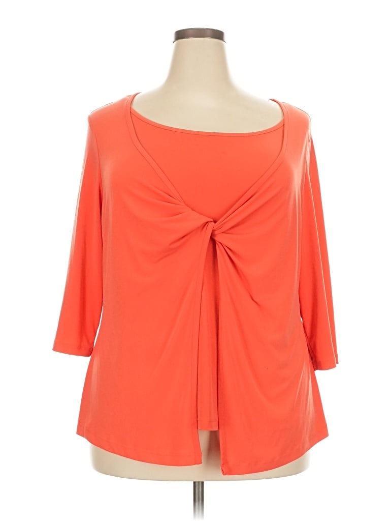Pre-owned Just My Size 3/4 Sleeve Top Orange Sweetheart Neckline Tops