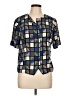 Kathy Che Color Block Blue Short Sleeve Blouse Size 10 - photo 1