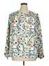 Joie 100% Polyester Print Blue Long Sleeve Blouse Size XL - photo 1