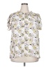 Liz Claiborne 100% Polyester Floral Ivory Short Sleeve Blouse Size XXL - photo 1