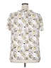 Liz Claiborne 100% Polyester Floral Ivory Short Sleeve Blouse Size XXL - photo 2