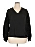 Calligraphie 100% Polyester Black Long Sleeve Blouse Size XL - photo 1