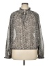 Saks Fifth Avenue 100% Polyester Animal Print Silver Long Sleeve Blouse Size XL - photo 1