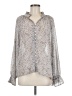 Dress Forum 100% Polyester Paisley Silver Long Sleeve Blouse Size M - photo 1