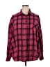 Fantaslook 100% Polyester Plaid Pink Long Sleeve Blouse Size 3X - photo 1