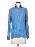 TINA Stephens 100% Rayon Checkered-gingham Blue Long Sleeve Button-Down Shirt Size XS - photo 1
