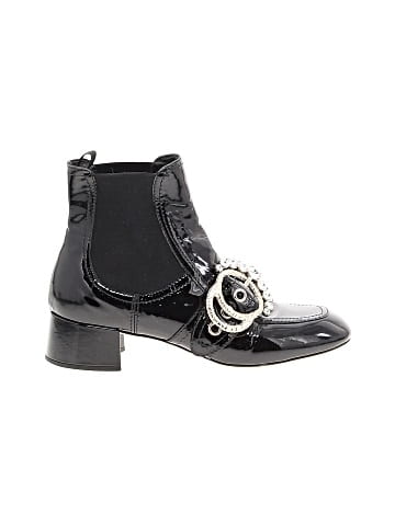Miu Miu Patent Leather Crystal Embellished Chelsea Boots Boots (view 1)