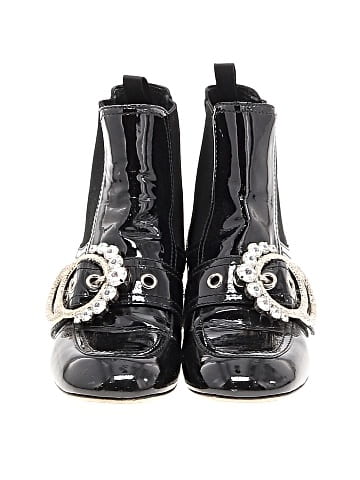 Miu Miu Patent Leather Crystal Embellished Chelsea Boots Boots (view 2)