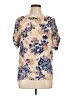 Rutzou 100% Viscose Floral Tan Short Sleeve Blouse Size 10 - photo 1
