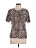 Neiman Marcus Animal Print Brown Short Sleeve T-Shirt Size XL - photo 1