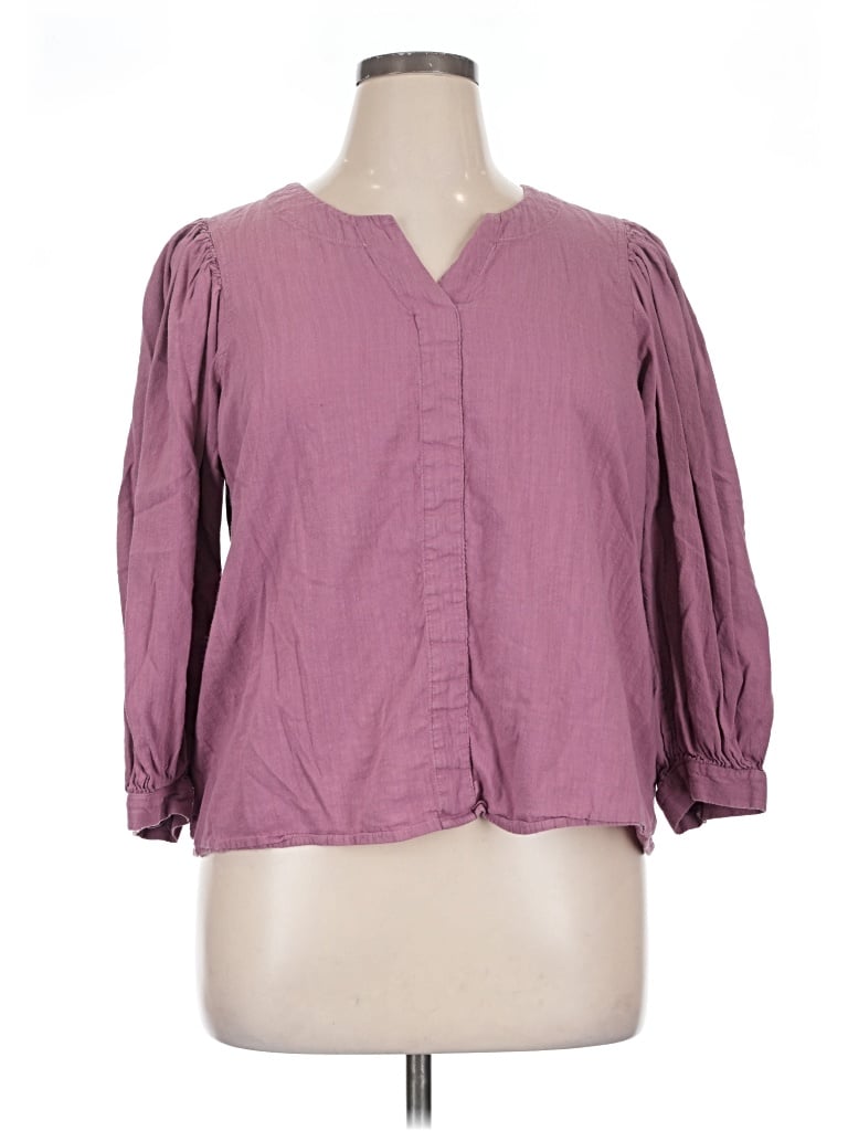 Pre-owned A.n.a. A New Approach 3/4 Sleeve Blouse In Purple
