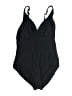 Aqua Green Solid Black One Piece Swimsuit Size S (estimated) - photo 1