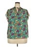 Beacon 100% Polyester Tropical Teal Short Sleeve Blouse Size XXL - photo 1
