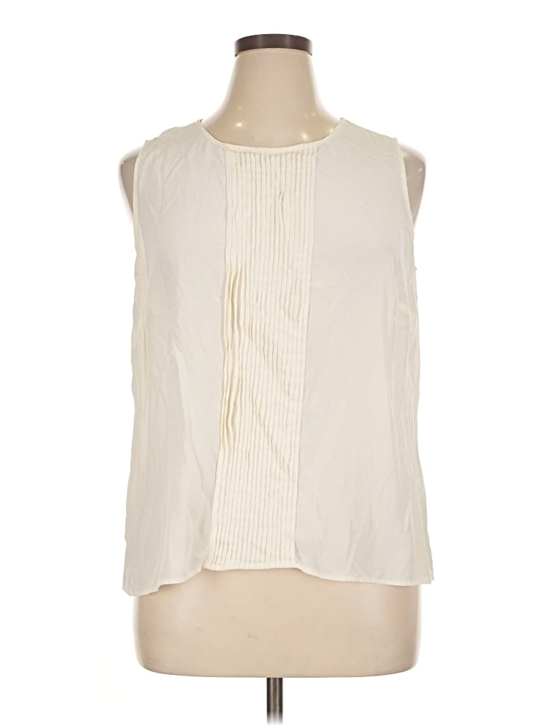 Pre-owned Talbots Sleeveless Silk Top Ivory Halter Neckline Tops