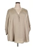 Torrid 100% Polyester Tan button down Size 4X Plus (4) - photo 1