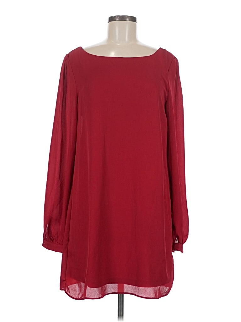 Pre-owned Lulus Long Sleeve Blouse In Burgundy