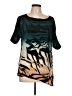 Dana Buchman 100% Polyester Graphic Teal Short Sleeve Blouse Size L - photo 1