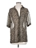 Zara 100% Polyester Animal Print Silver Short Sleeve Blouse Size S - photo 1