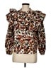 Something Navy Brown Long Sleeve Blouse Size M - photo 1