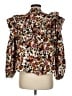 Something Navy Brown Long Sleeve Blouse Size M - photo 2