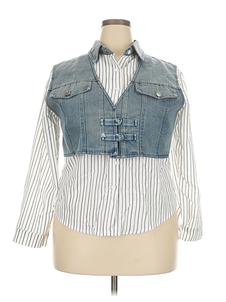 Pre-owned Assorted Brands Sleeveless Button Down Shirt In White