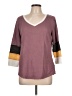 24/7 Maurices Color Block Burgundy 3/4 Sleeve Top Size L - photo 1