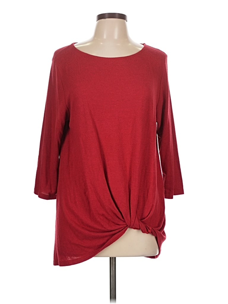 Pre-owned Gibson 3/4 Sleeve Top Red Boatneck Tops