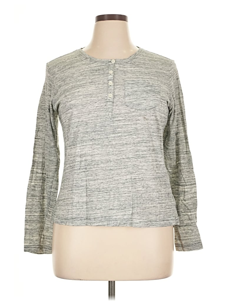 Pre-owned Columbia Long Sleeve Henley Shirt In Gray