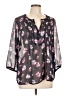 St. John's Bay 100% Polyester Floral Blue Gray 3/4 Sleeve Blouse Size L - photo 1