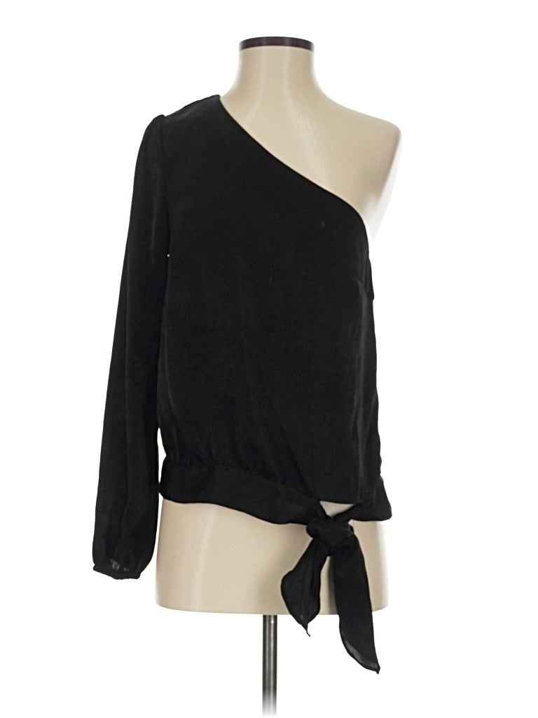 Pre-owned Minuet Long Sleeve Top Black One Shoulder Neckline Tops