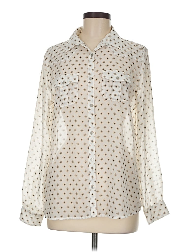 Pre-owned Mng Long Sleeve Blouse In White