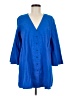 Zara 100% Cotton Blue 3/4 Sleeve Button-Down Shirt Size M - photo 1