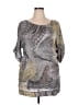 SOFIA 100% Silk Silver Tan 3/4 Sleeve Silk Top Size 2X (estimated) - photo 1