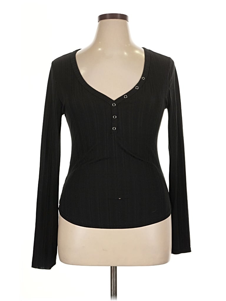 Pre-owned Rue21 Long Sleeve Top Black Sweetheart Neckline Tops