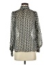H&M 100% Polyester Houndstooth Silver Long Sleeve Blouse Size XS - photo 1