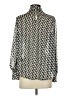 H&M 100% Polyester Houndstooth Silver Long Sleeve Blouse Size XS - photo 2