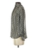 H&M 100% Polyester Houndstooth Silver Long Sleeve Blouse Size XS - photo 5