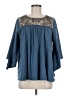 Deletta 100% Cotton Blue 3/4 Sleeve Blouse Size M - photo 1