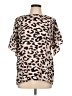 143 story 100% Polyester Animal Print Tan Pink Short Sleeve Blouse Size L - photo 1