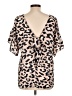 143 story 100% Polyester Animal Print Tan Pink Short Sleeve Blouse Size L - photo 2