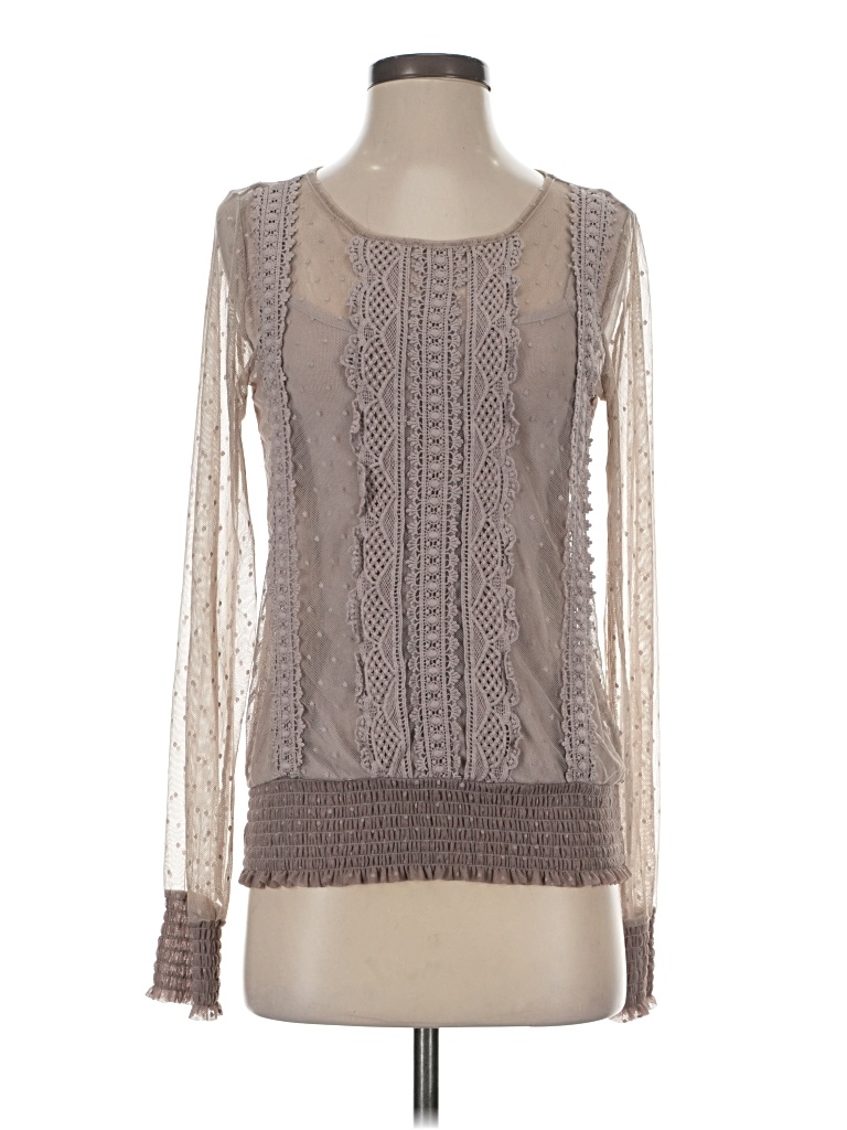 Pre-owned Maurices Long Sleeve Top Gray Boatneck Tops