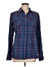 Magellan's 100% Cotton Plaid Blue Long Sleeve Button-Down Shirt Size M - photo 1